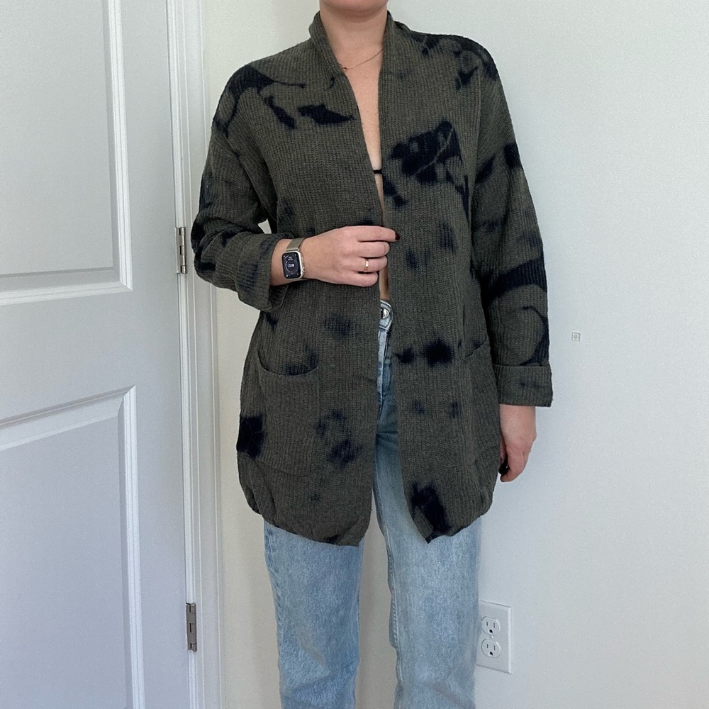 Tie-Dye Open Front Cardigan